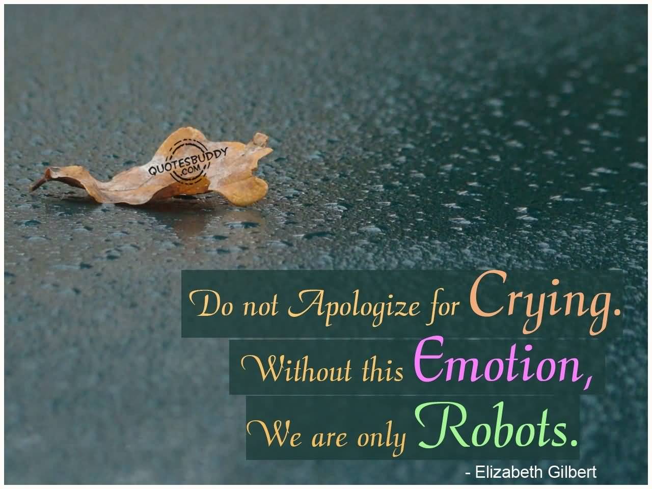 Do not apologize for crying. Without this emotion, we are only robots.