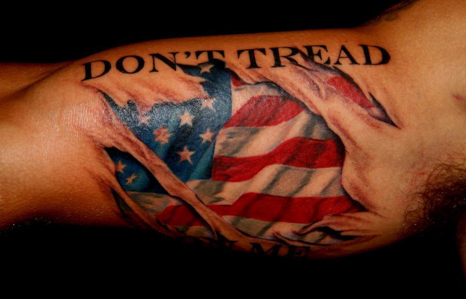 Dont Tead On Me American Flag 3D Tattoo