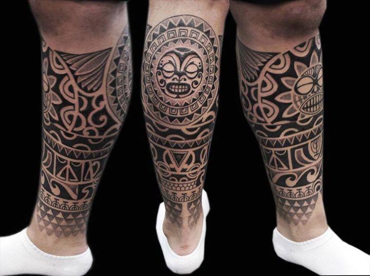 Dotwork Maori Polynesian Tattoo On Leg