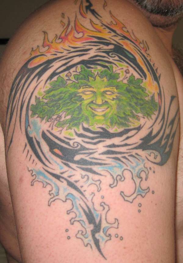 Earth Wind Fire Water Tattoo On Shoulder