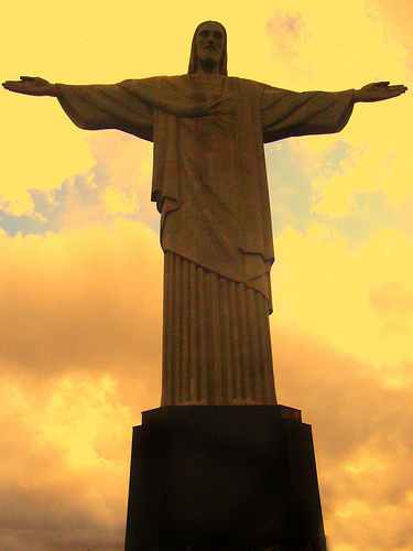 Front View Of Christ the Redeemer During Sunset