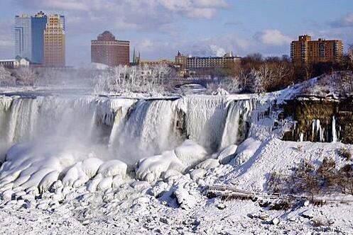 Frozen Niagara Falls During Winter Season