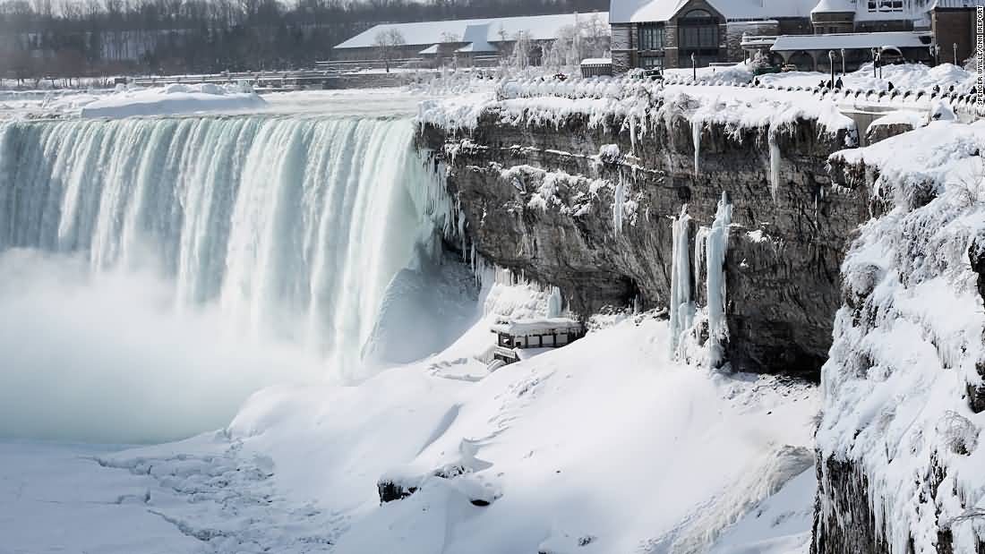 Frozen View Of Niagara Falls In Canada