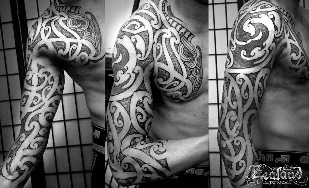 Full Sleeve Maori Tattoo For Men