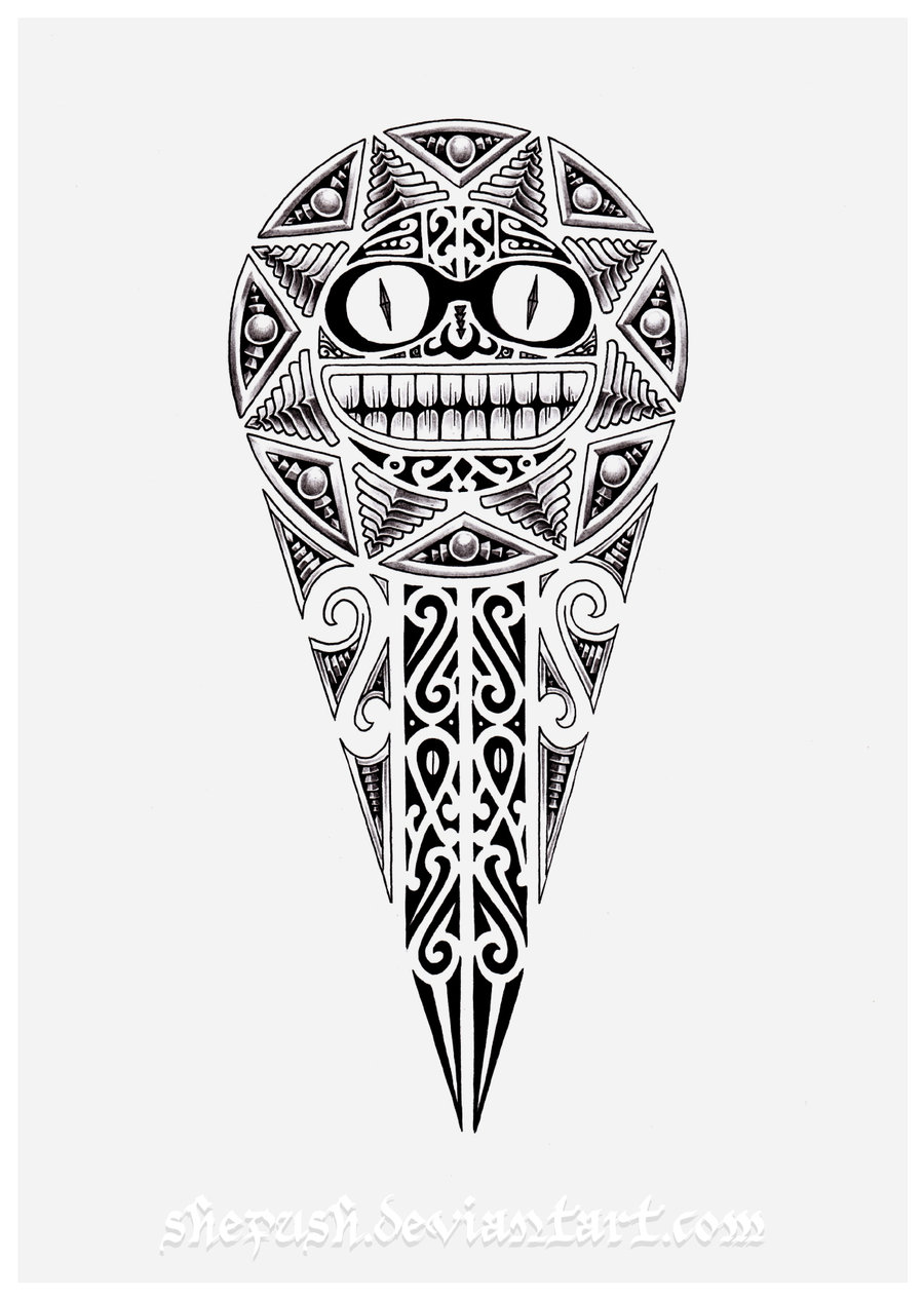 Funny Maori Sun Tattoo Design By Shepush