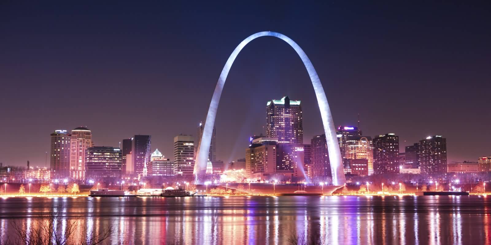 Gateway Arch And St. Louis Skyline At Night