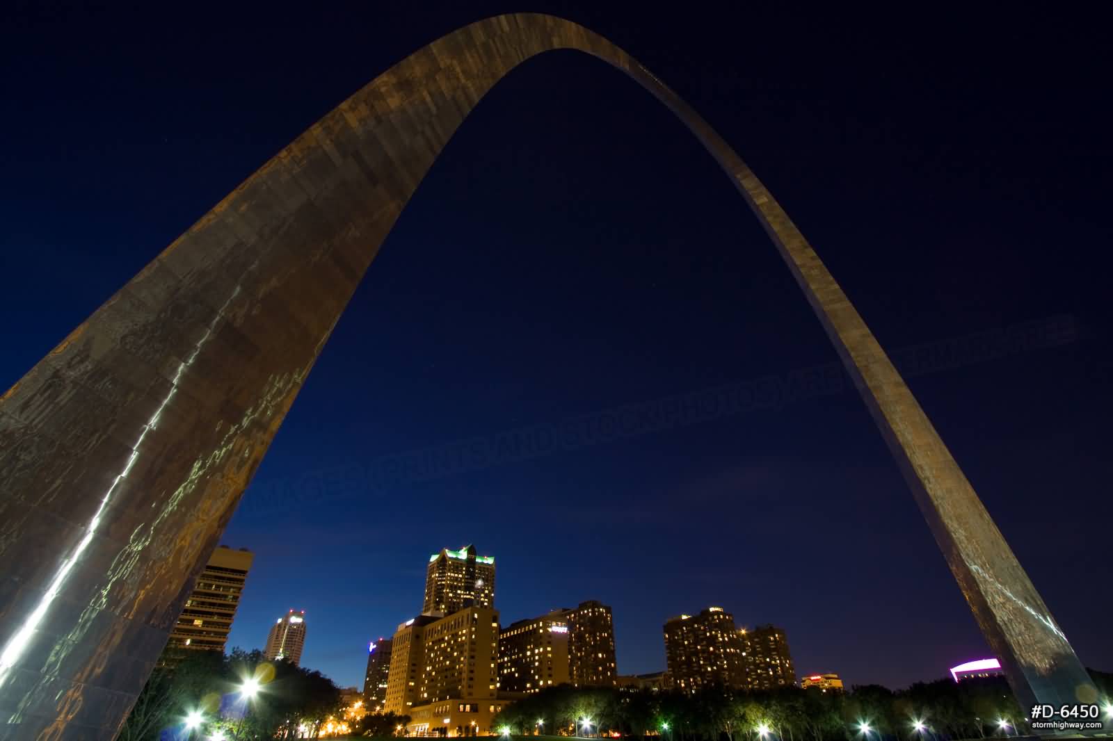 Gateway Arch Closeup With St. Louis Skyline At Twilight
