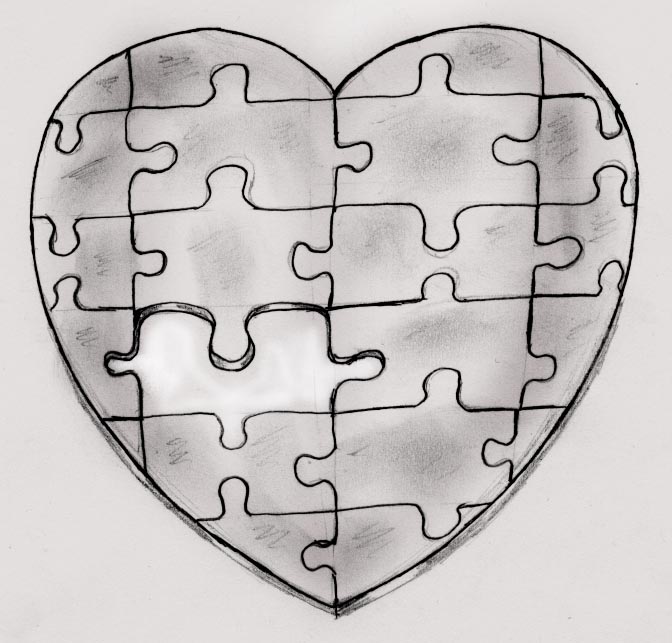 Grey Heart Puzzle Tattoo Design By BleedBlackHBS