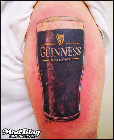 Guinness Pint Glass Tattoo On Shoulder