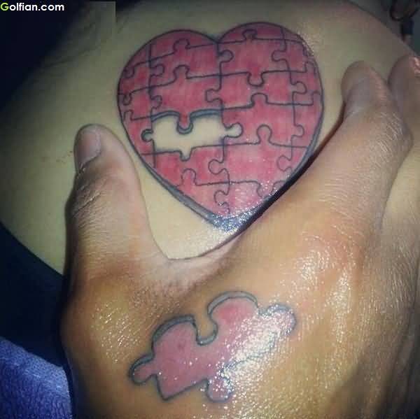 Heart And Missing Puzzle Tattoos