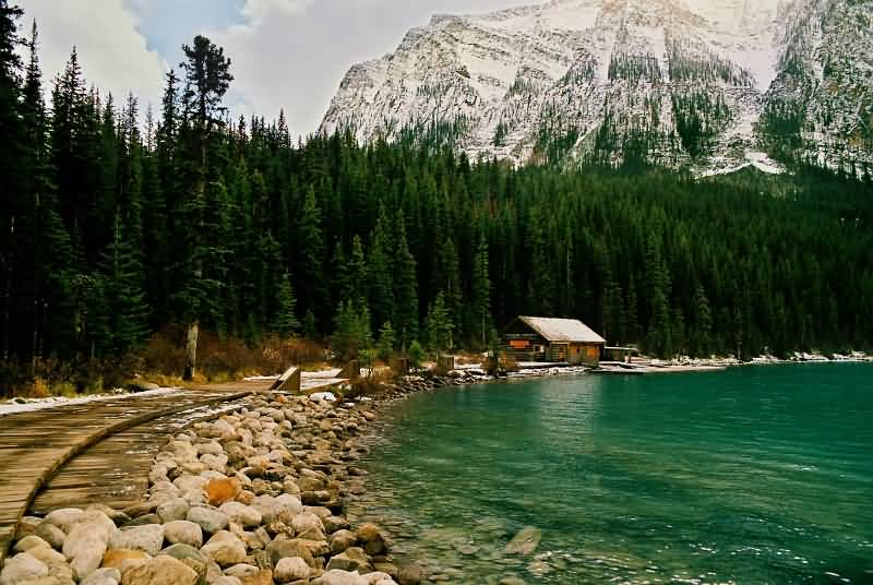 House On The Bank Of Lake Louise