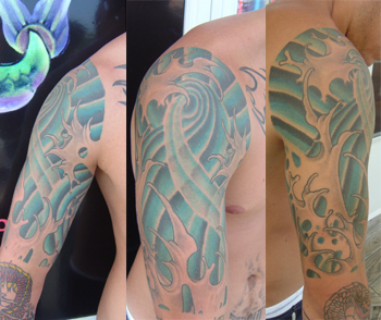 Impressive Japanese Water Tattoo On Half Sleeve
