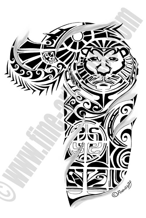 Impressive Maori Style Tattoo Design On Sleeve