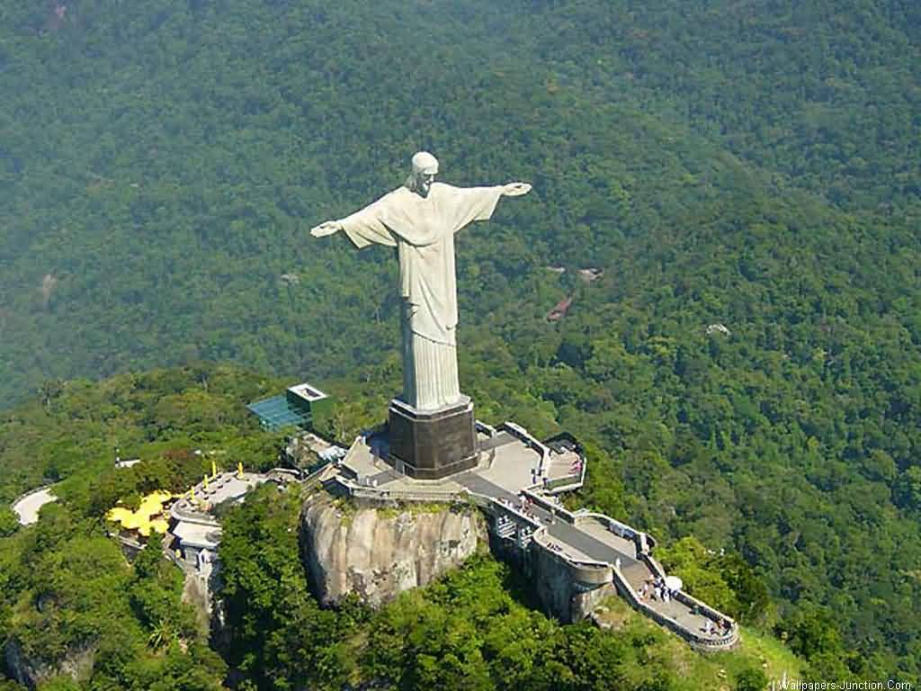 Incredible Aerial View Of The Christ The Redeemer Statue