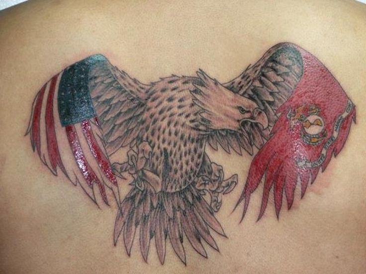 Independent America Patriotic Tattoo On Upper Back