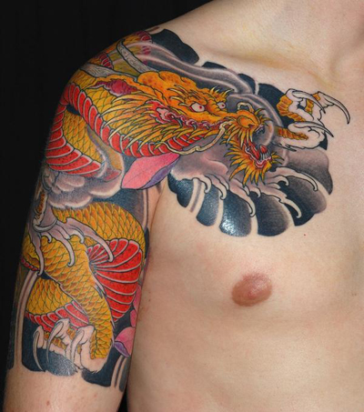 Japanese Dragon Tattoo On Right Half Sleeve by Ami James