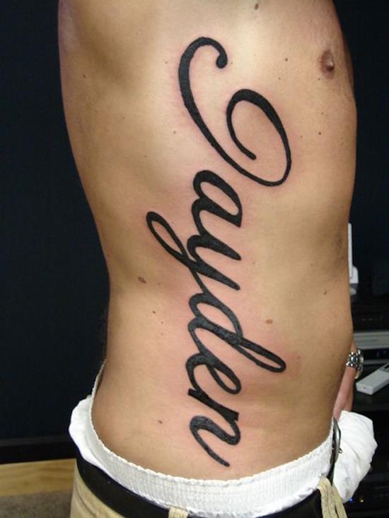 Jayden Name Tattoo On Rib Cage For Men