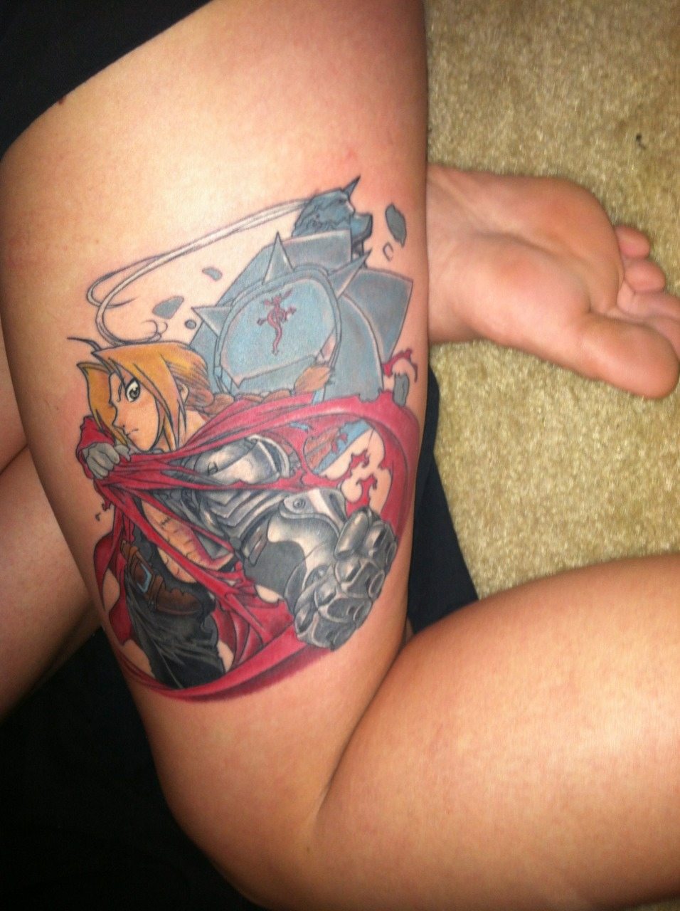 Leg Anime Warrior Tattoo