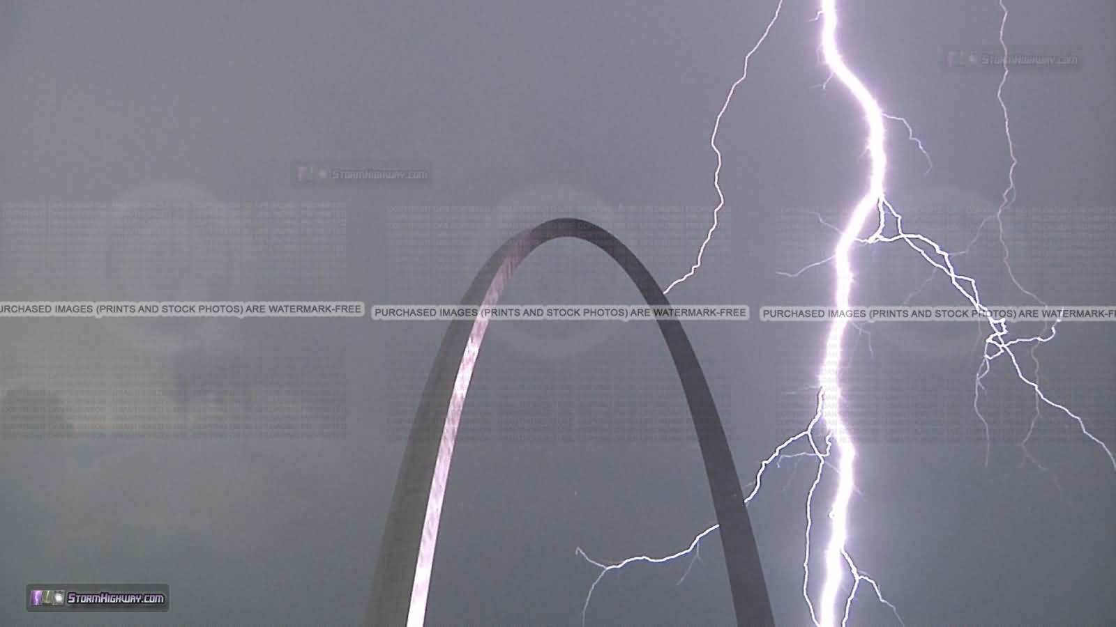 Lightning Strikes The Gateway Arch