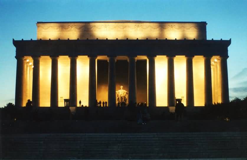 Lincoln Memorial Lit Up At Night