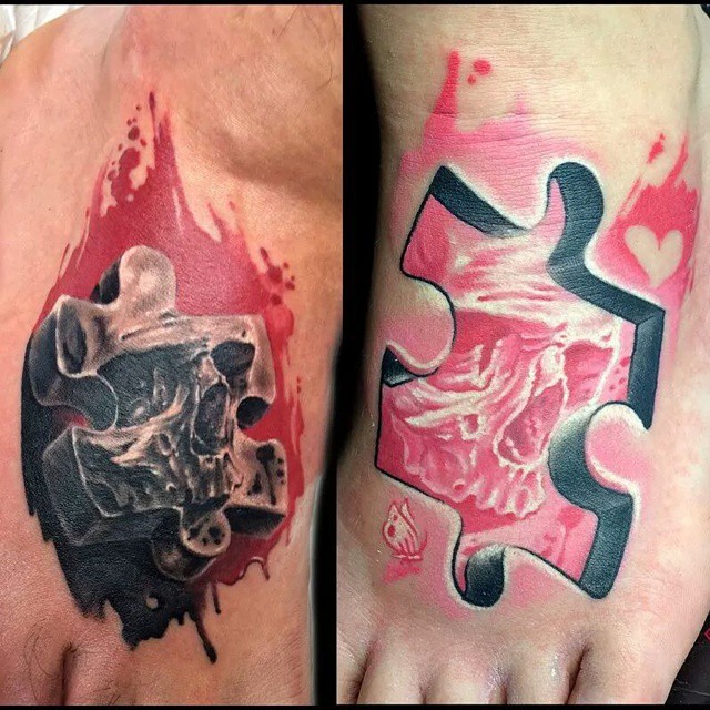 Love Till Death Couple Puzzle Tattoo