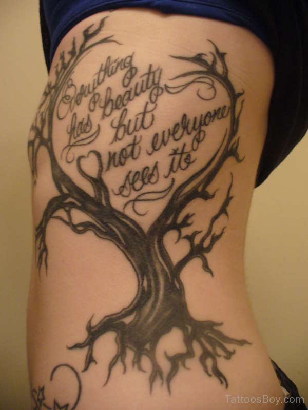 Love Tree Tattoo On Rib Cage