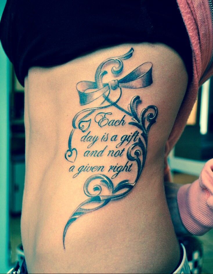 Lovely Meaningful Quote Tattoo On Rib Cage