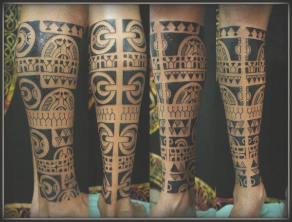 Lower Leg Maori Tattoo