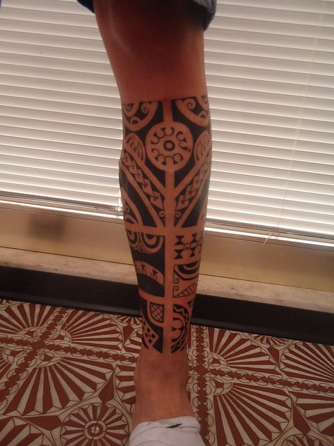 Maori Leg Tattoo By Acchiappasogni