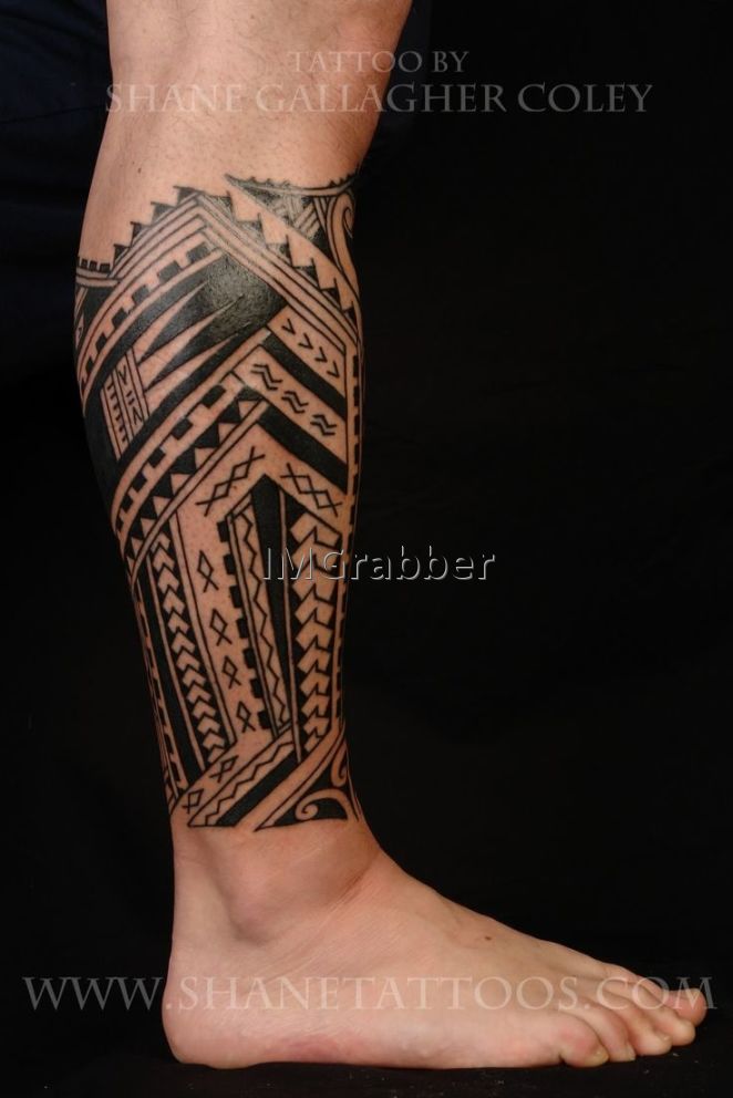 Maori Right Leg Tattoo