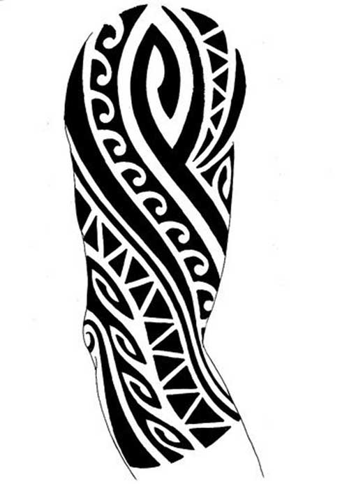 Maori Style Tattoo Design For Half Sleeve