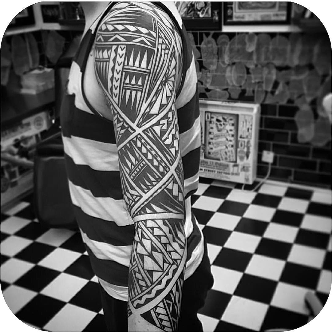 Maori Tribal Tattoo On Full Sleeve By Paul ORourke