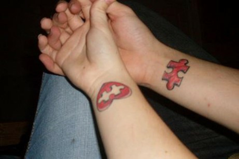 Matching Heart Puzzle Tattoos For Couples