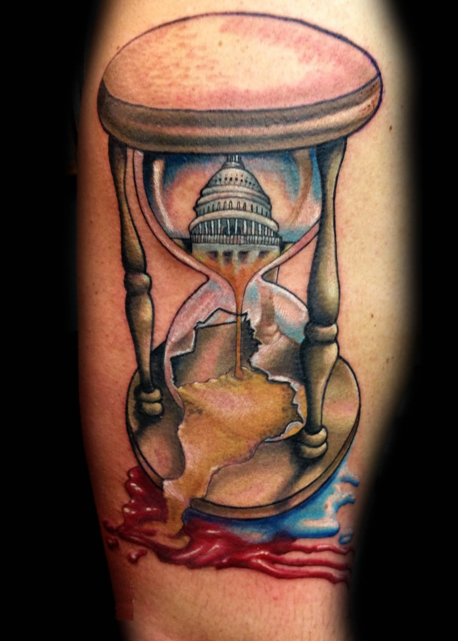 Meaningful Broken Hourglass Tattoo