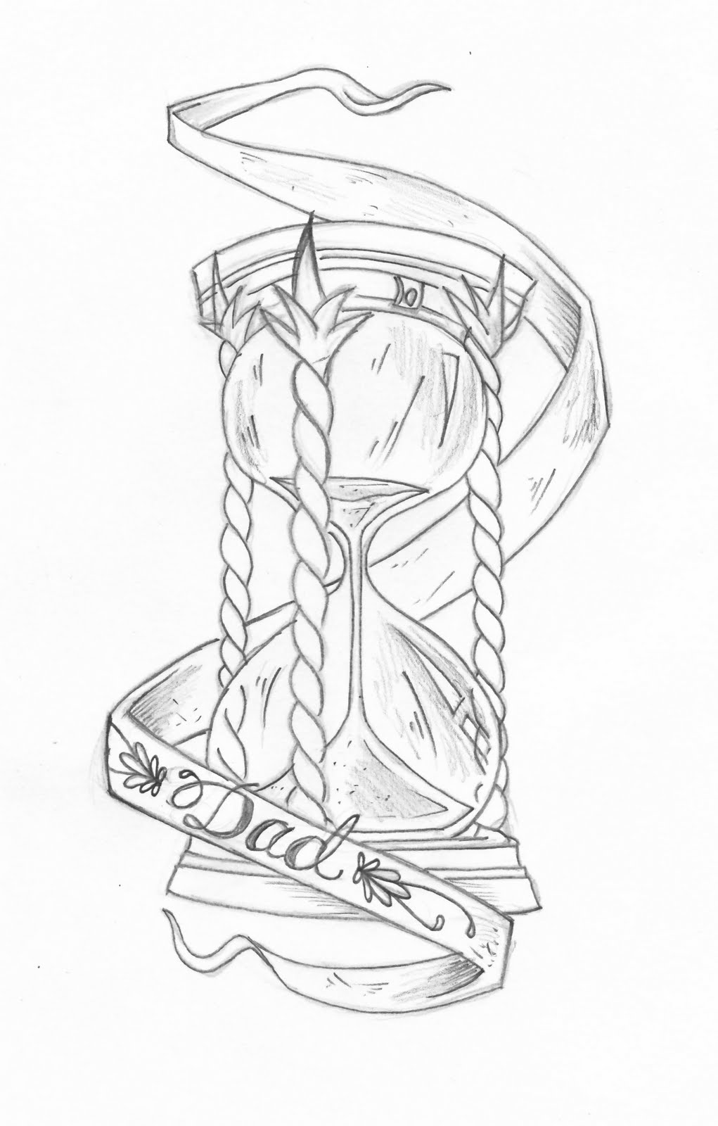 Memorial Hourglass Tattoo Drawing For Dad