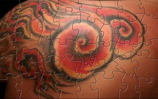 Multicolored Puzzle 3D Style Tattoo