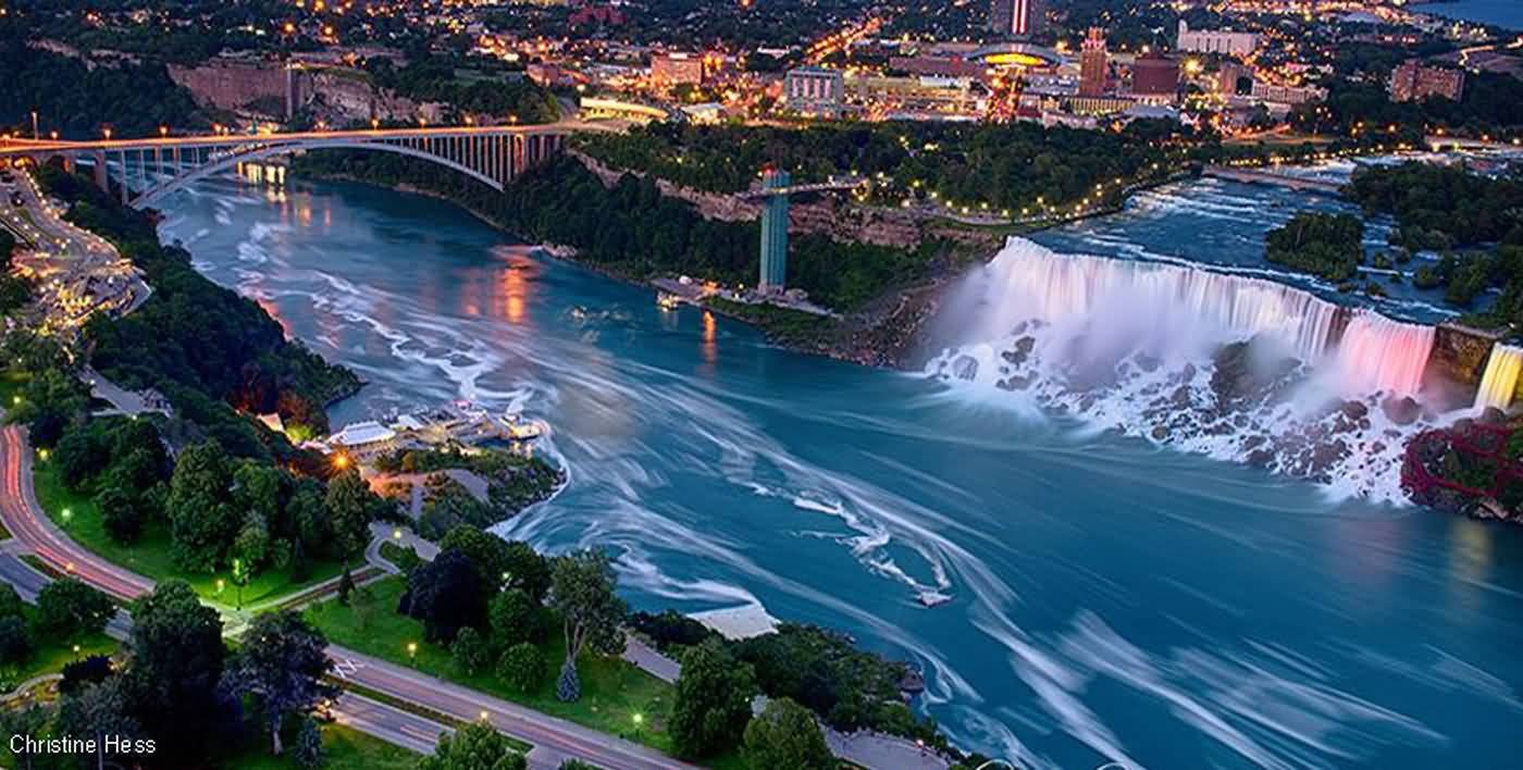 Niagara Falls And Border Bridge