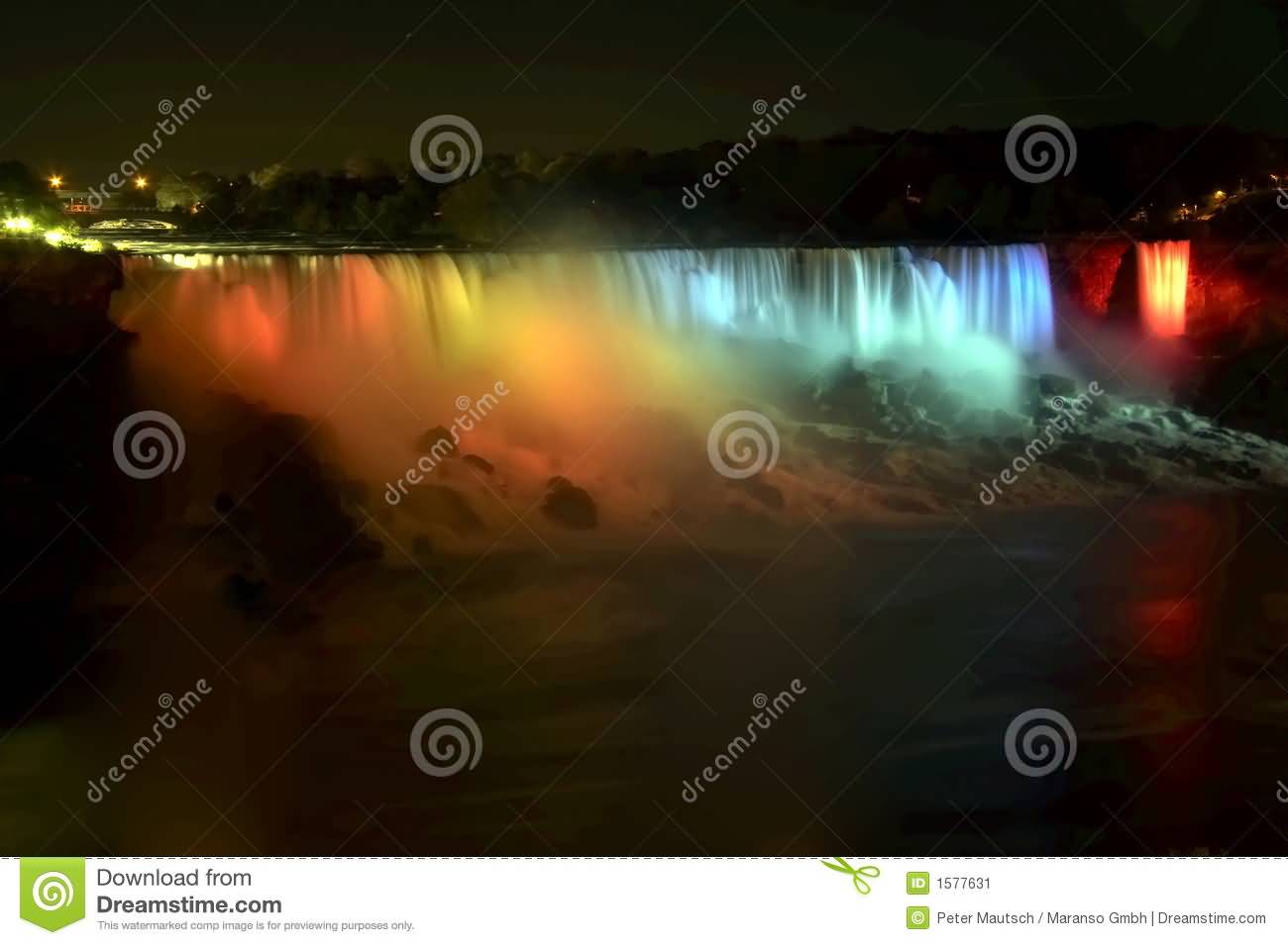 Niagara Falls And Bridal Veil Falls By Night