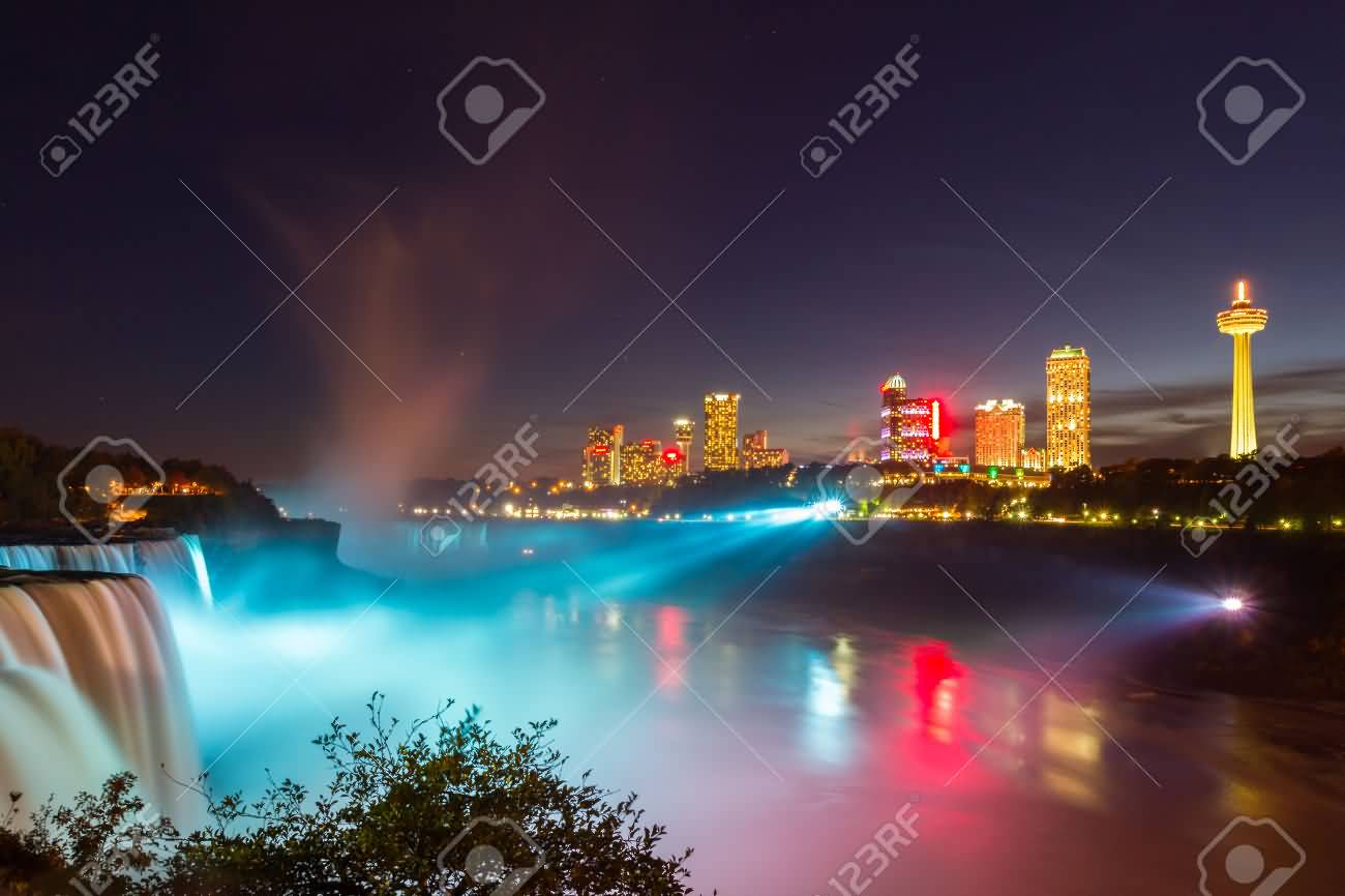 Niagara Falls Light Show At Night