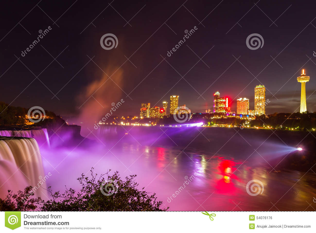 Niagara Falls Light Show During Night