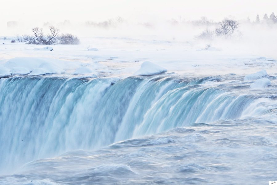 Niagara Falls Patrially Frozen During Winter Season