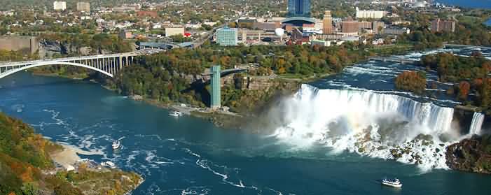 Niagara Falls With Niagara Bridge