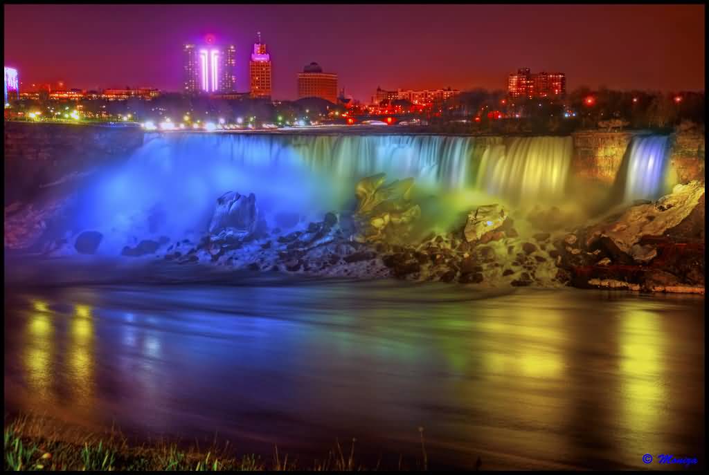 Niagara Falls With Night Lights