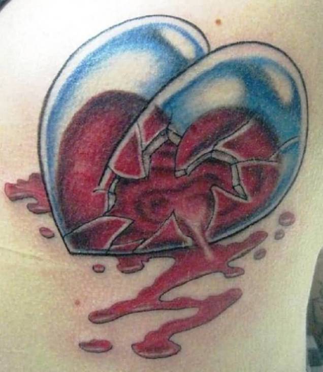 Nice Broken Glass Heart Tattoo