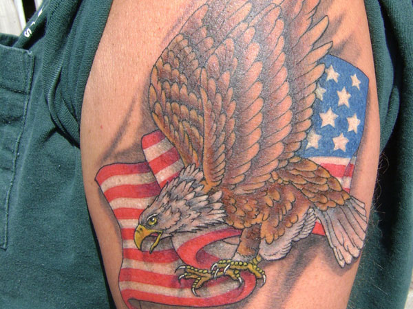 Nice Patriotic Eagle Tattoo On Shoulder