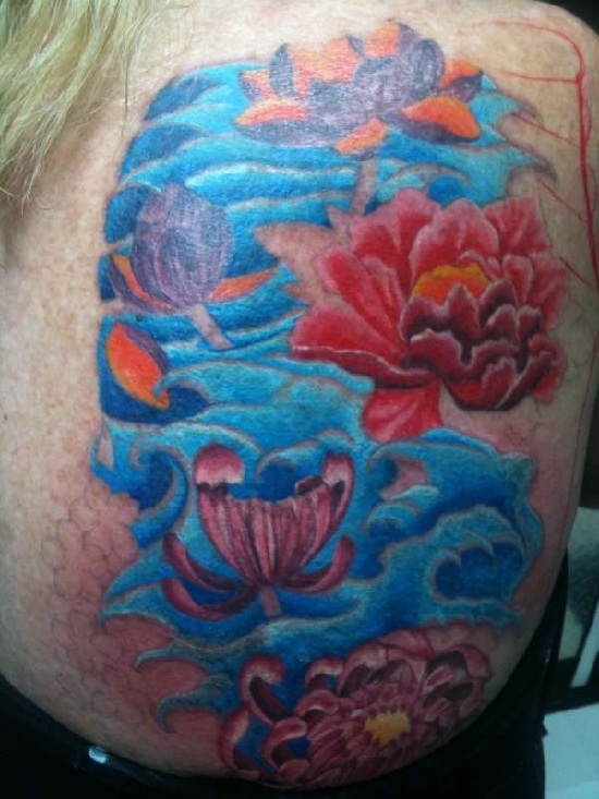 Nice Water Flower Tattoo For Women