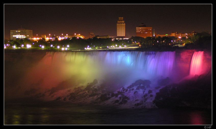 Night Illumination Of Niagara Falls