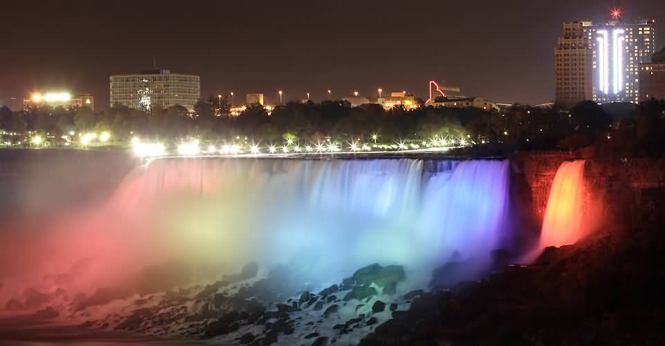 Night Lights At The Niagara Falls