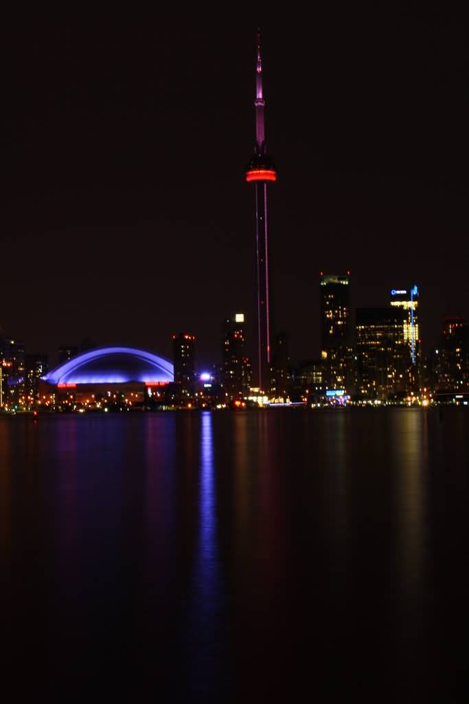Night View Of CN Tower Across The River