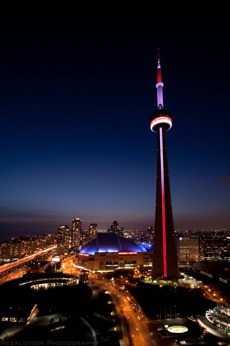 Night View Of CN Tower And Toronto City
